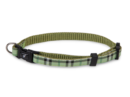 Halsband nylon Schotse Ruit groen13-20cmx10mm XS