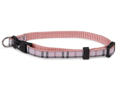 Halsband nylon Schotse Ruit roze 13-20cmx10mm XS