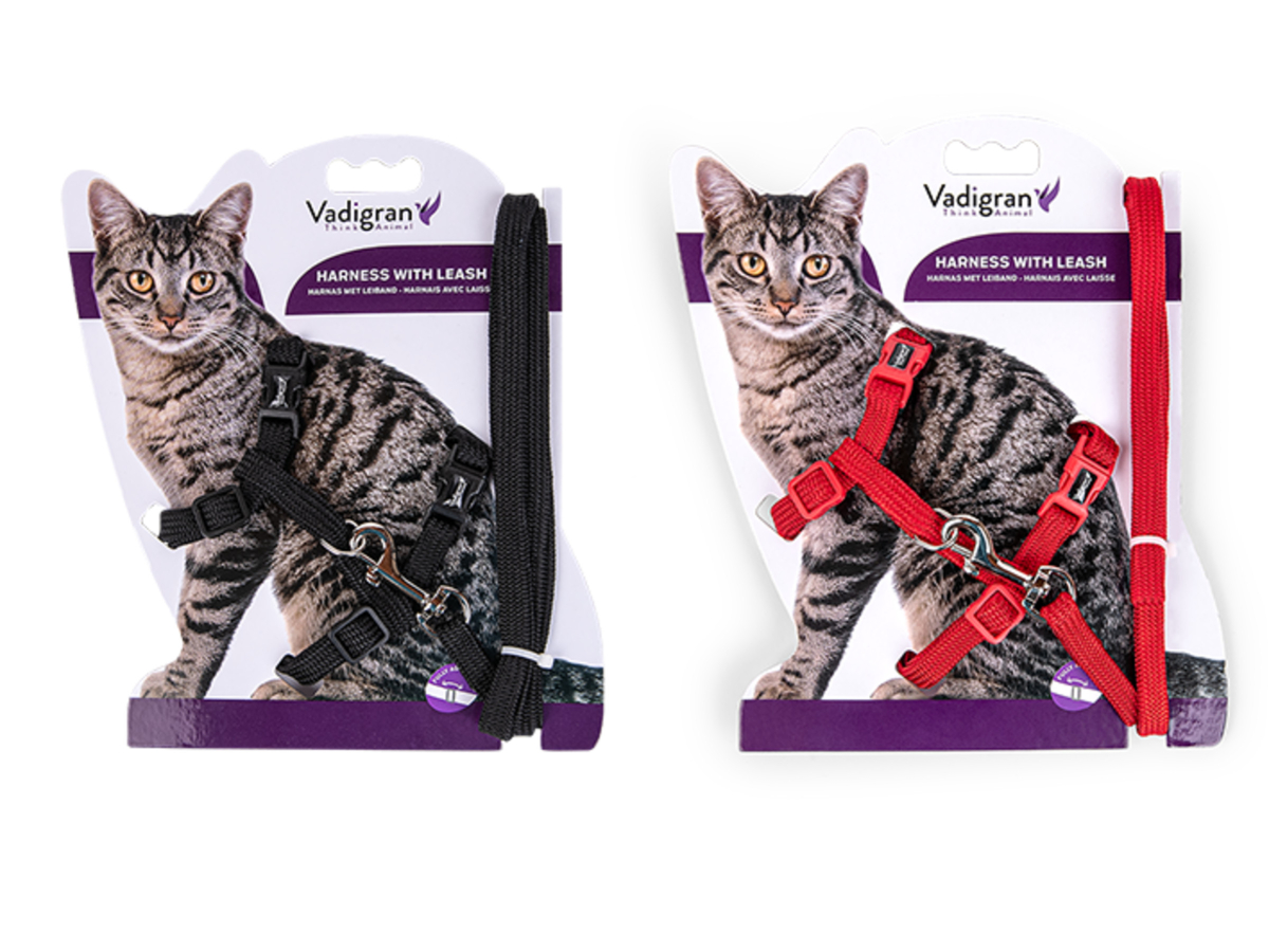 Co La Chat Se Promener Transport Chatharnais Laisse Chat Nylon Classic Noir Vadigran