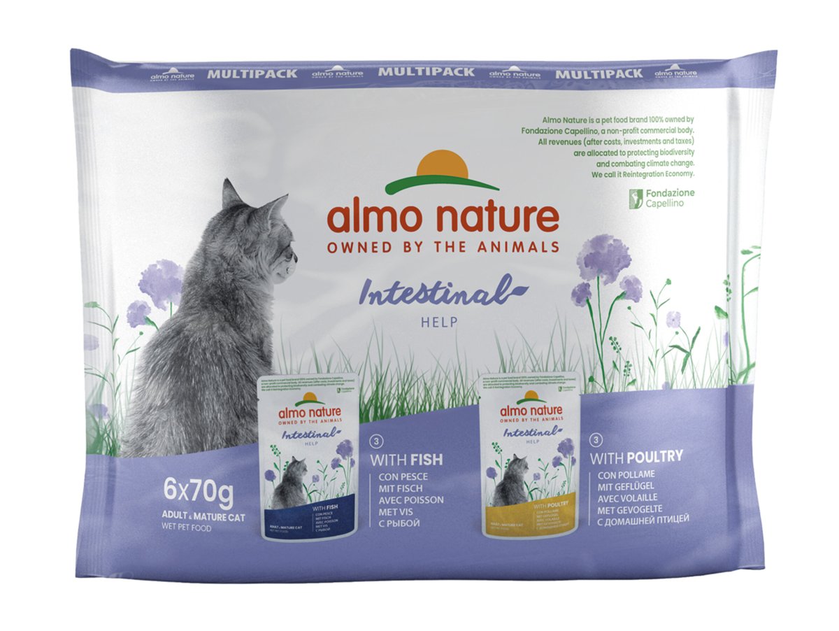 Almo Nature cat wet Food CatCats MultiPack Digestive Fish Poultry 6x70g Vadigran